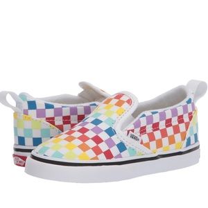 Vans slip on rainbow checkered
